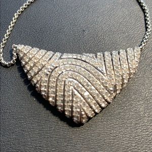 Diamond crystal silver necklace